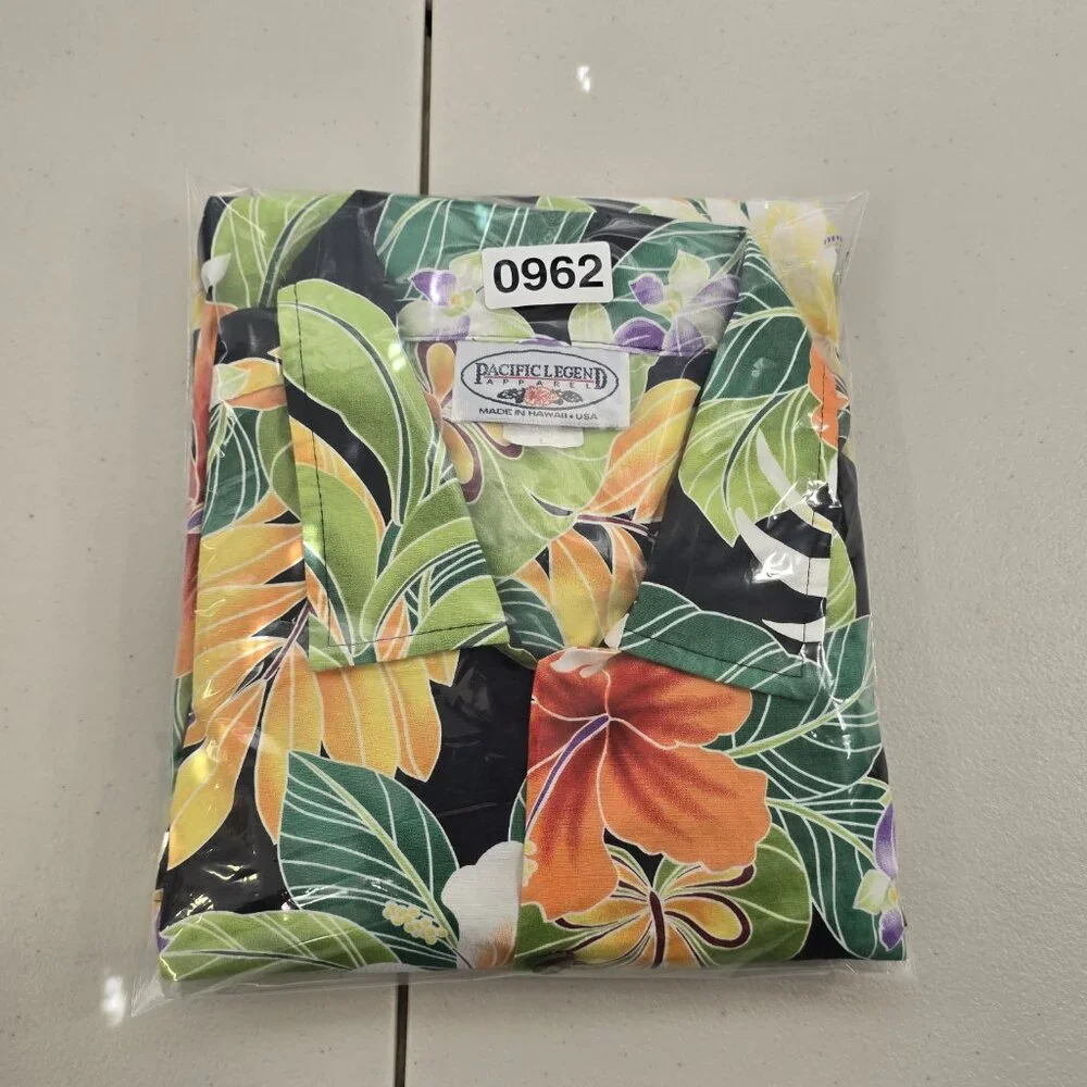 Pacific Legend Shirt Hawaiian Tropical Flowers Leaf Men's L Vintage